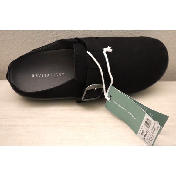 Revitalign A641021 Women's Sz 12D Black Solaire Orthotic Canvas Buckle Mules - Picture 11 of 13